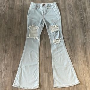 Vibrant High Waist Distressed Wide Leg Jeans size 13
